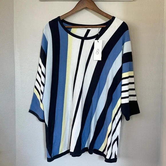 BONITA NWT RARE XXL Striped Fine Knit Pullover Sweater • Germany Exclusive - Picture 3 of 12
